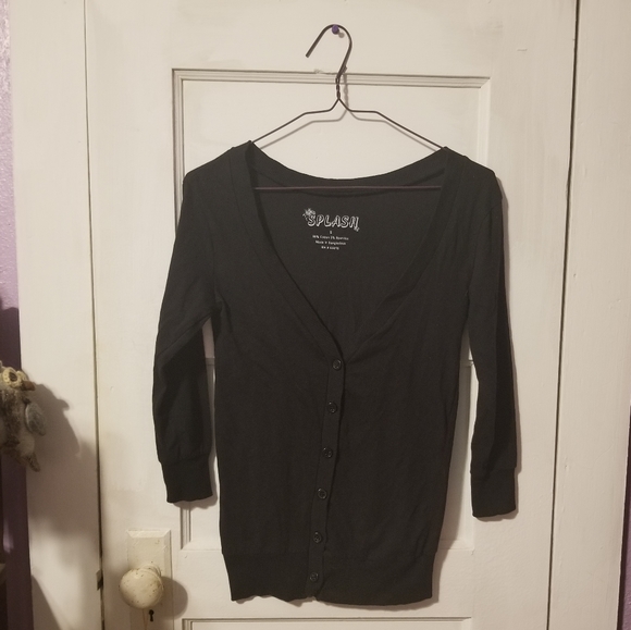 Black Buttoned Cardigan by Splash - Picture 1 of 5